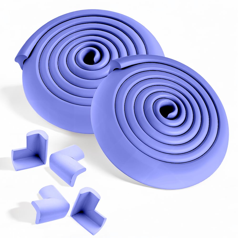 Extremegrippro Purple 4M Foam Strip & 8 Corner Guards For Baby & Kids Safety - Edge Protection With Adhesive Tape, 2X 2M Strips, Easy Install, Uk Shipping (Purple)