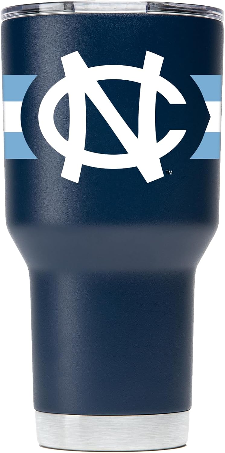 Gametime Sidekicks North Carolina 30oz Navy Tumbler - Officially Licensed, 18/8 Stainless Steel, Double-walled, Vacuum-insulated, UV LED Printed Logos, Sweatless, Stays Hot/Cold - 360 Wrap