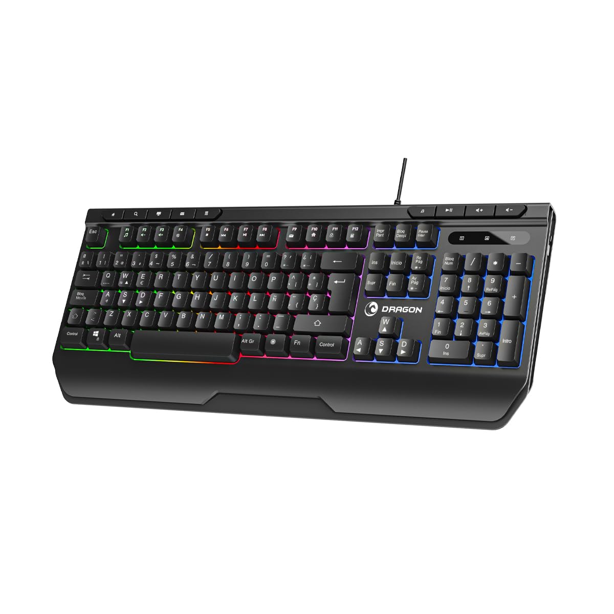 PRIXTON Kit Gaming Dragon con Teclado, Ratón, Auriculares y Alfombrilla, Accesorios Gamer, Retroiluminación RGB, Teclado español, Cascos música, Anti-Ghosting, para Windows/Mac/PC/Ordenador Portátil