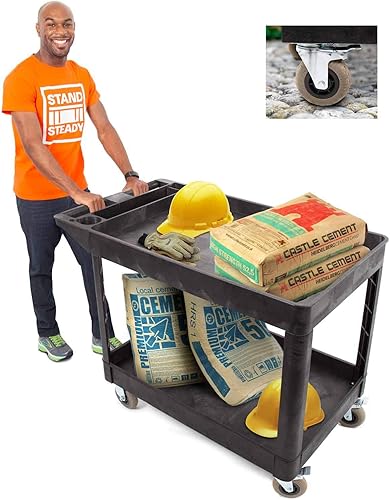 Stand Steady Original Tubstr XL - Carrito para exteriores con ruedas resistentes, carrito utilitario de dos estantes que soporta hasta 500 libras,