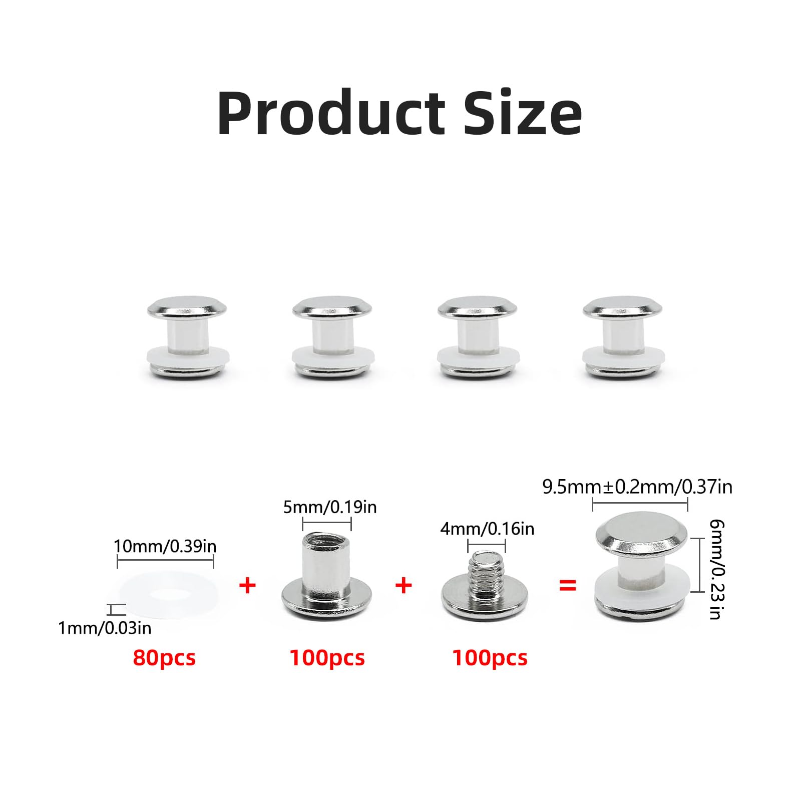 CANGCANG 100 Sets M5×6mm Chicago Screws Posts, Premium Metal Cross-Head Binding Screws/Rivets for Leather Craft Bookbinding - Image 2