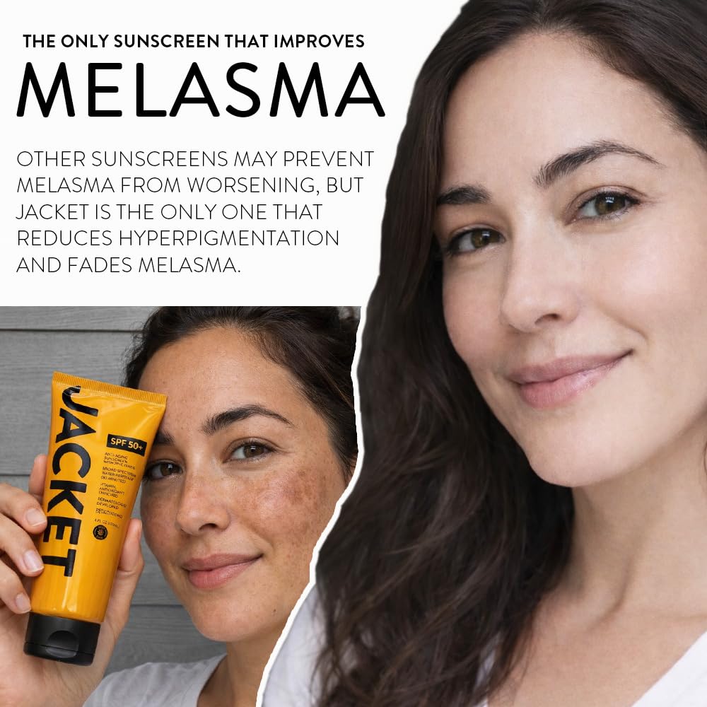 JACKET Sunscreen SPF 50+ | Mineral Sunscreen with Vitamin C | Water Resistant 80 Min, Natural, Reef Safe | UVA/UVB Broad Spectrum Protection for Face & Body, 4 FL Oz