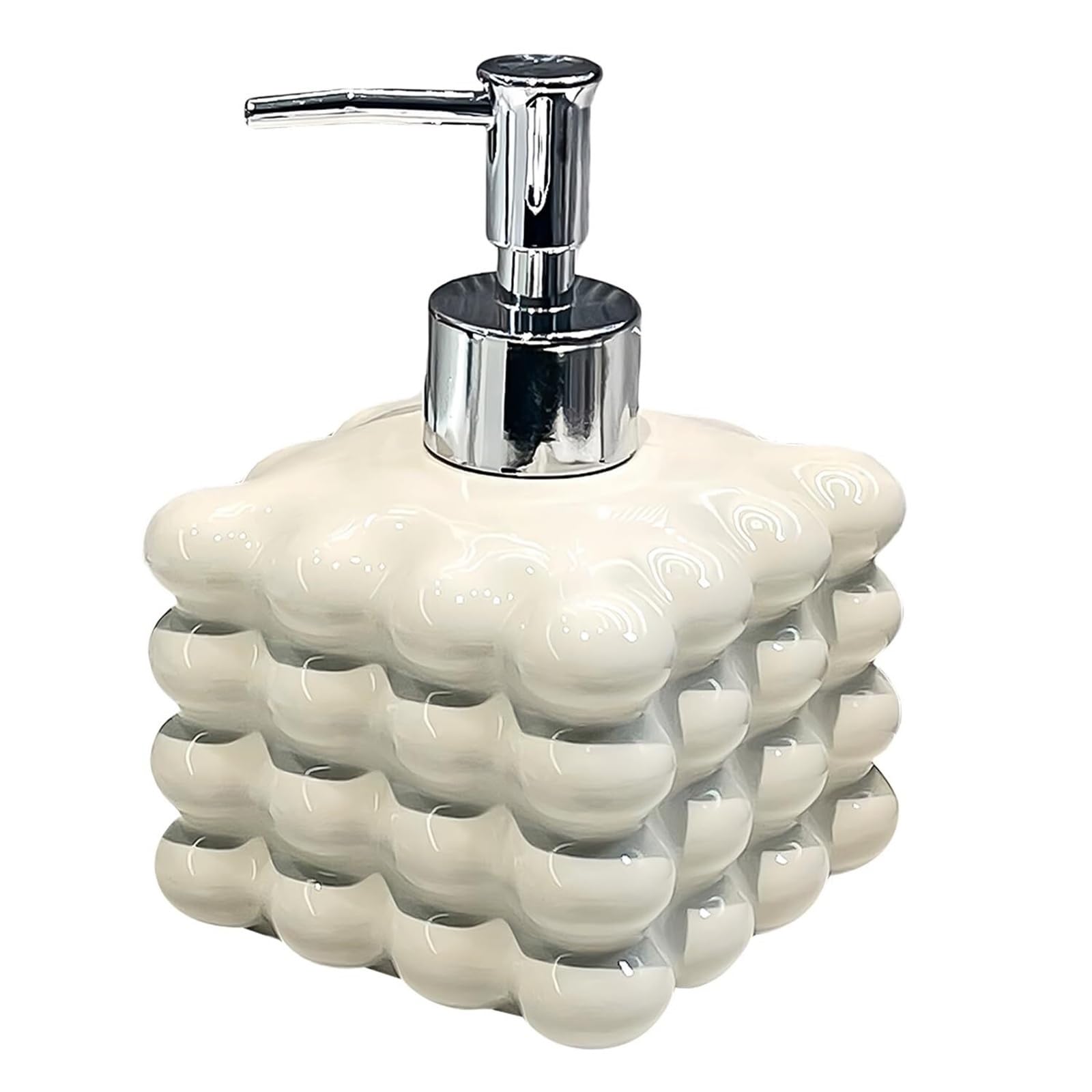 Hand Ceramic Soap Dispenser with Pump Refillable Lotion for Bathroom Vanity Countertop Dish for Bathroom(White)