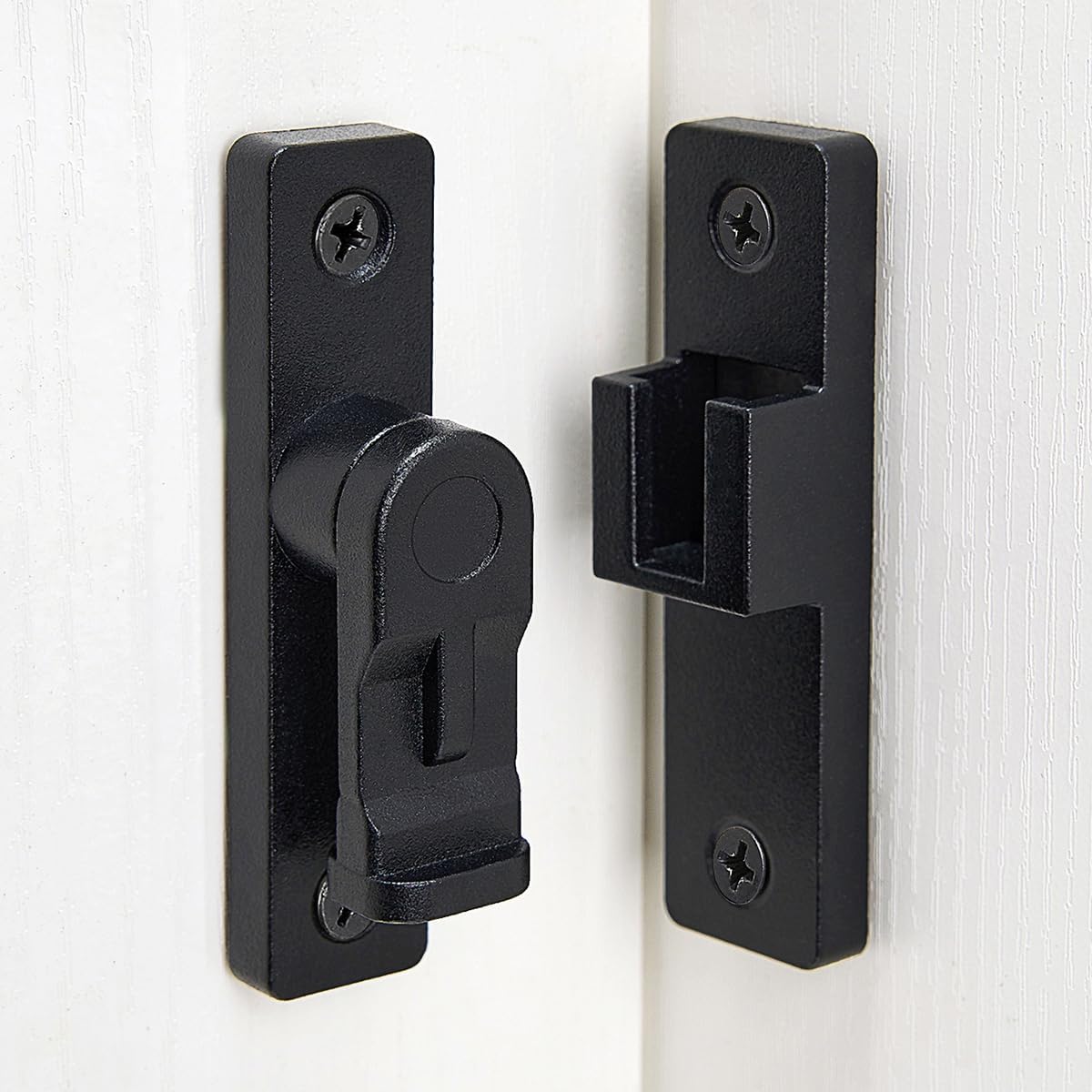 INIRET 2 Packs 90 Degree Flip Latch, Matte Black Zinc Alloy Right Angle Gate Latches for Enhanced Security and Privacy on Sliding Barn Doors,French Doors,Closets,Wine Cabinets,and More