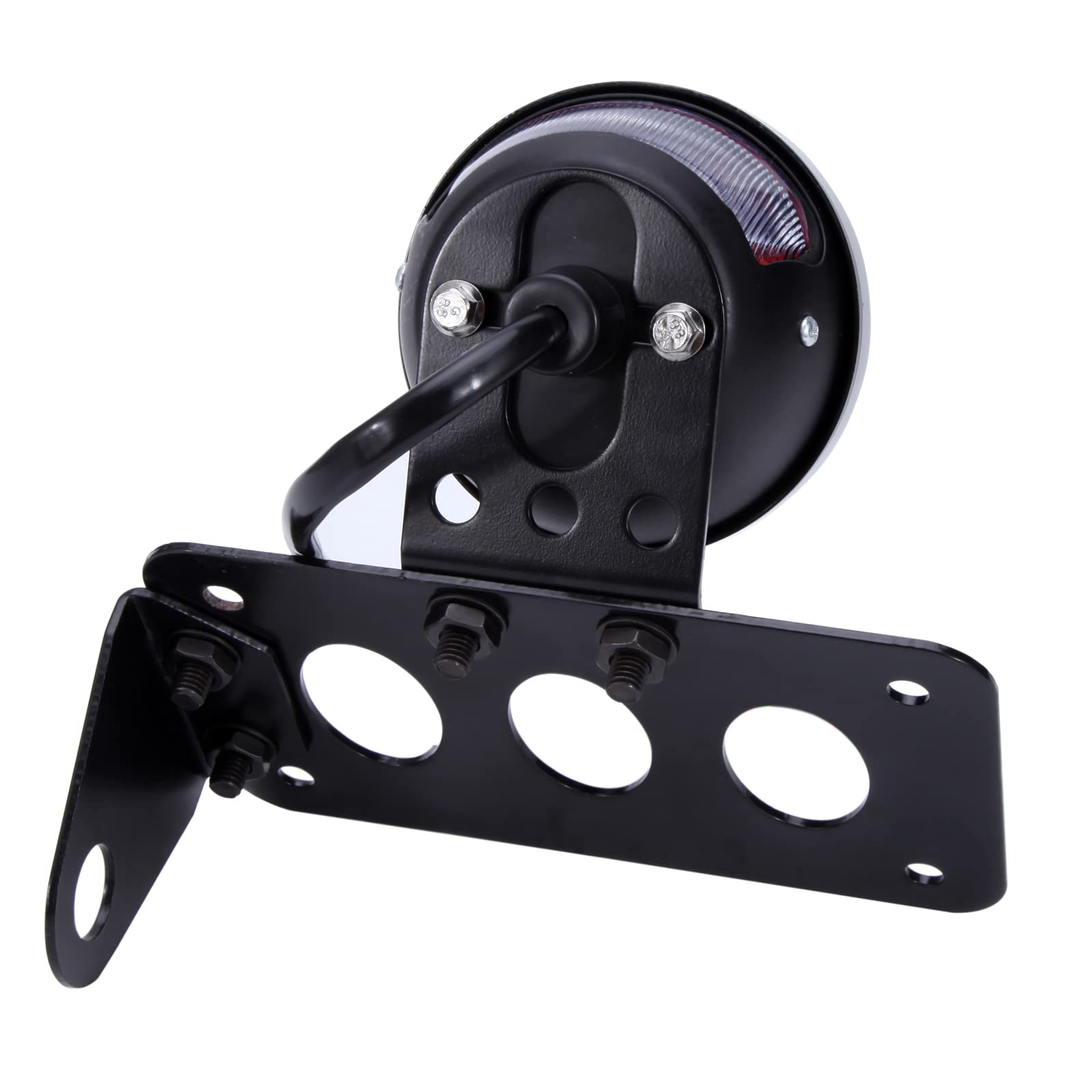 PSLER 3/4 Side Mount Motorcycle License Plate Bracket - Black Aluminum For Harley & Custom Bikes