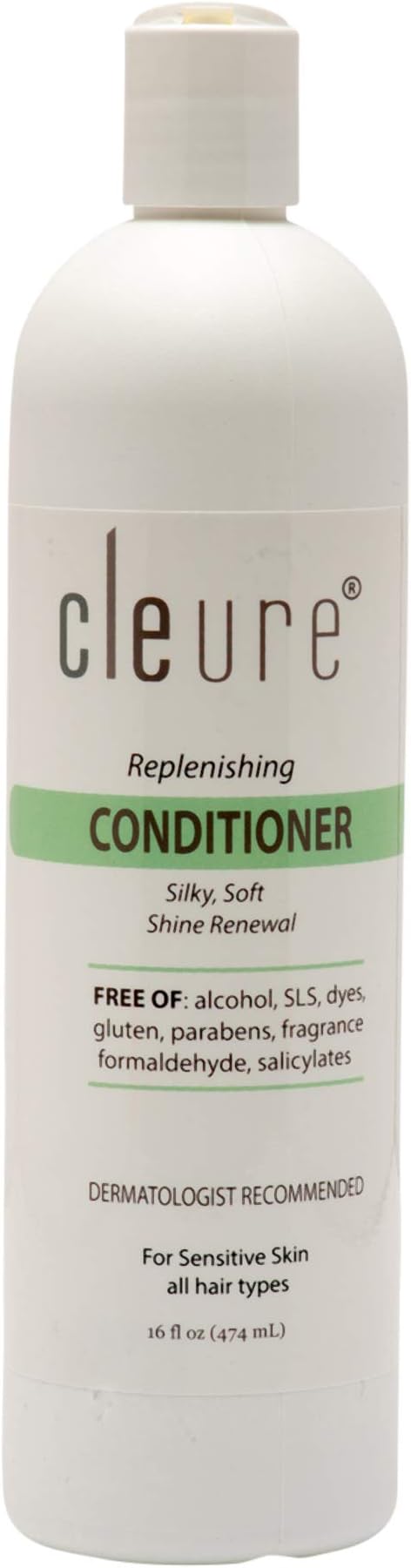 Cleure Hypoallergenic Replenishment Conditioner for Sensitive Skin | Fragrance - Formaldehyde - Paraben - Salicylate - Gluten - Sulfate Free | Vegan Formulation | 16 Fl Oz