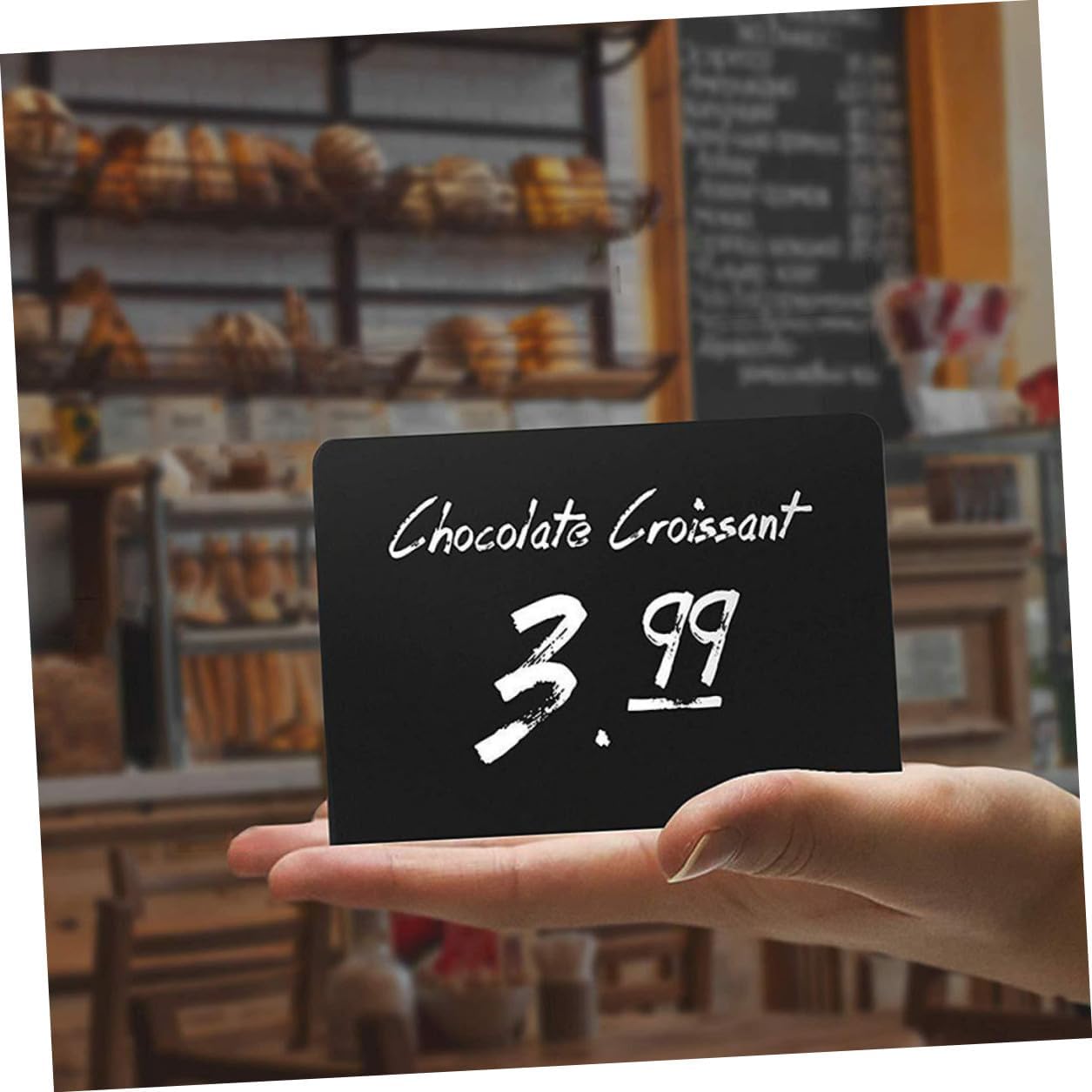 Beavorty 12pcs Acrylic Mini Chalkboard Signs with Stand, Black Desktop Message Boards for Wedding Party Table Decor, Reusable Memo Writing Boards with 1 Chalk Pen, Home and Event Display