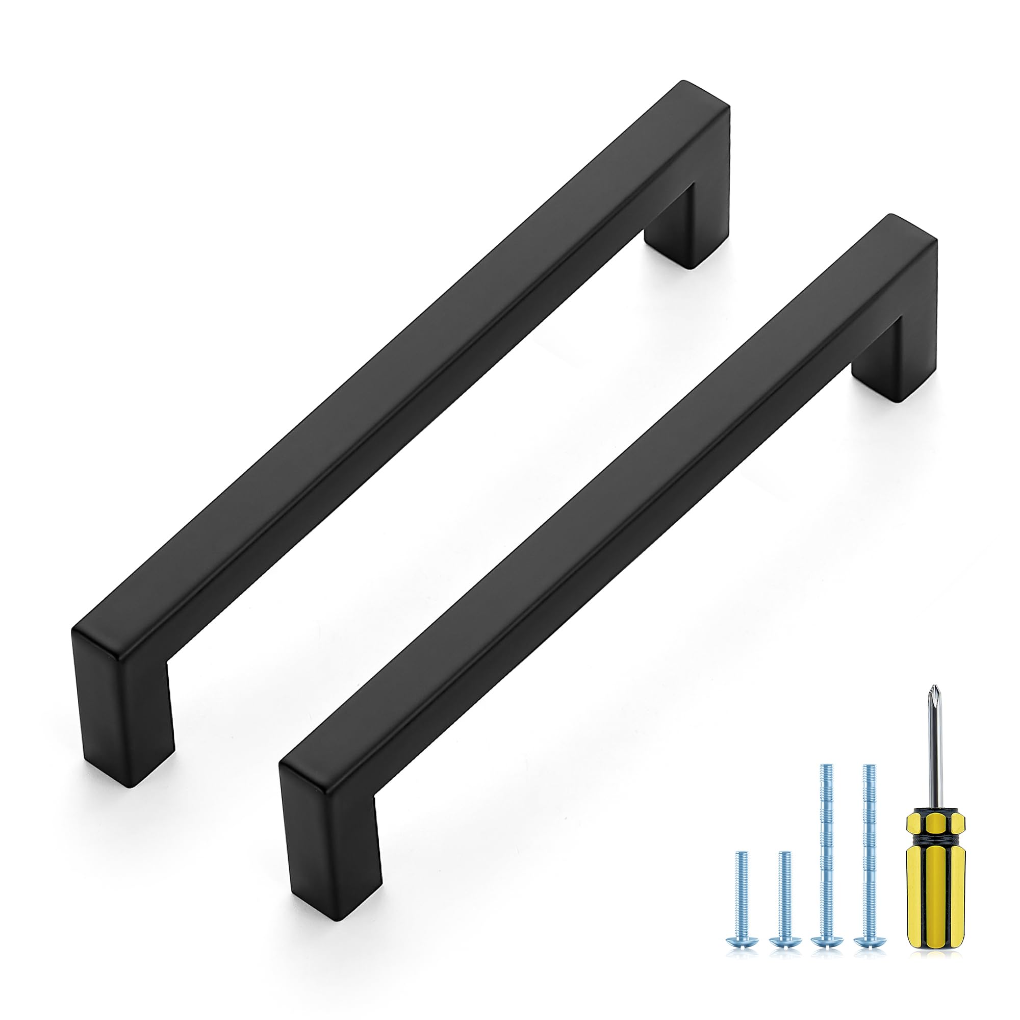 Ravinte Matte Black Square Pulls Cabinet Handles,6-1/4 Inch,20 Pack