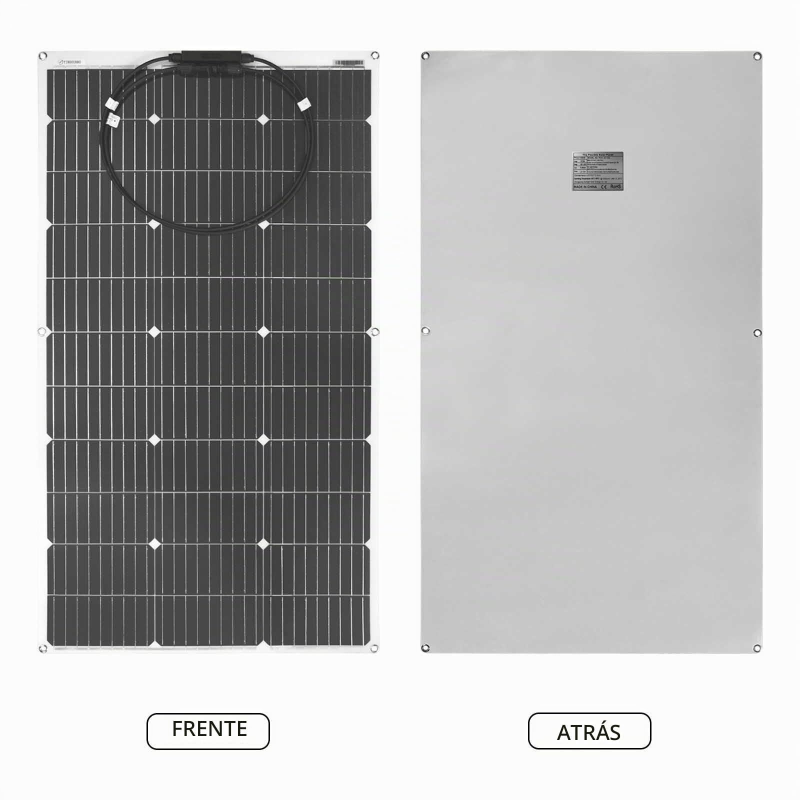 Panel Solar 100W 12V Panel Solar Monocristalino Flexible Ultra Ligero Ultra Delgado Impermeable Cargador Solar para Autocaravana, Techo, Caravana, Barco y Superficies Desparejas(1 * 100W)