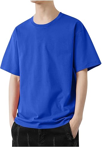 Casual Tshirts Shirts for Men 2024 Summer Soild Color Crew Neck Tees Thin Breathable Oversized Loose Short Sleeve Tops