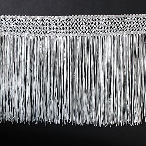 Craft Black and White Fringe Tassel Trimming Braided Polyester Lace Trim Sew on Applique for Clothes Curtain Latin Dress Samba 5yard/ T1322 (White)