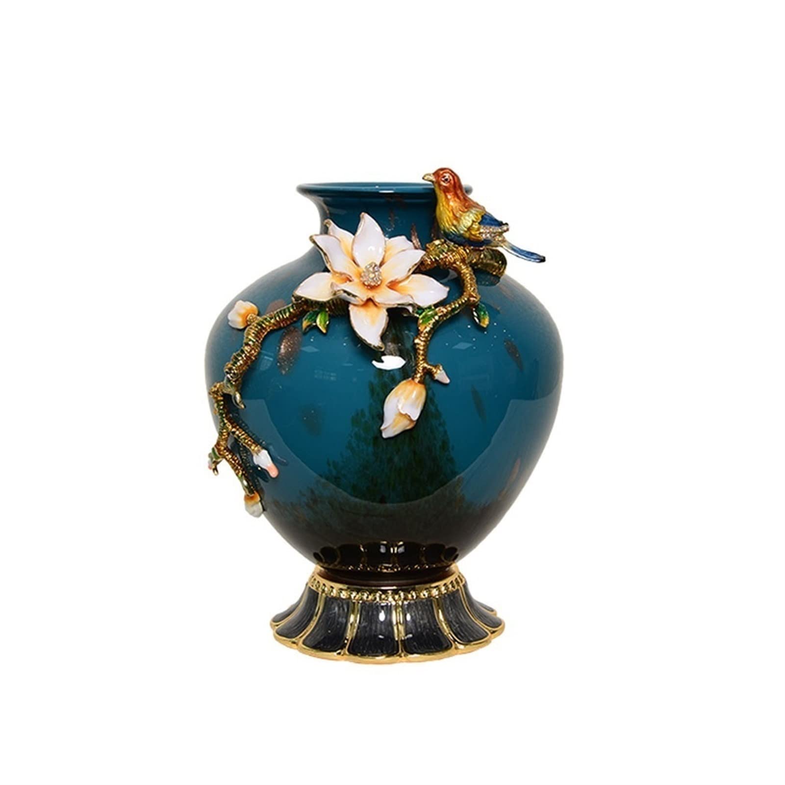 asdchZen Vases Glass Vase New Chinese Style Enamel Painted Crystal Flower Vase 14.9 Inch Large Decor Flower Arrangement Vases Home Table Decoration Ornament Vases For Decor,A