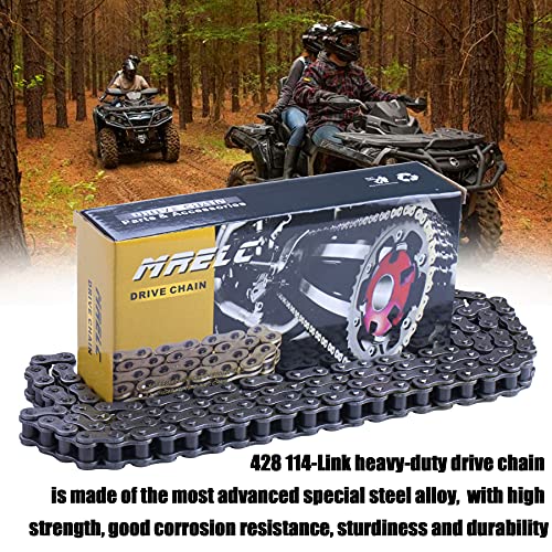 Mrelc 428 Motorcycle Chain+ Chain Breaker,114-Links Heavy Duty Drive Chain #TOP6