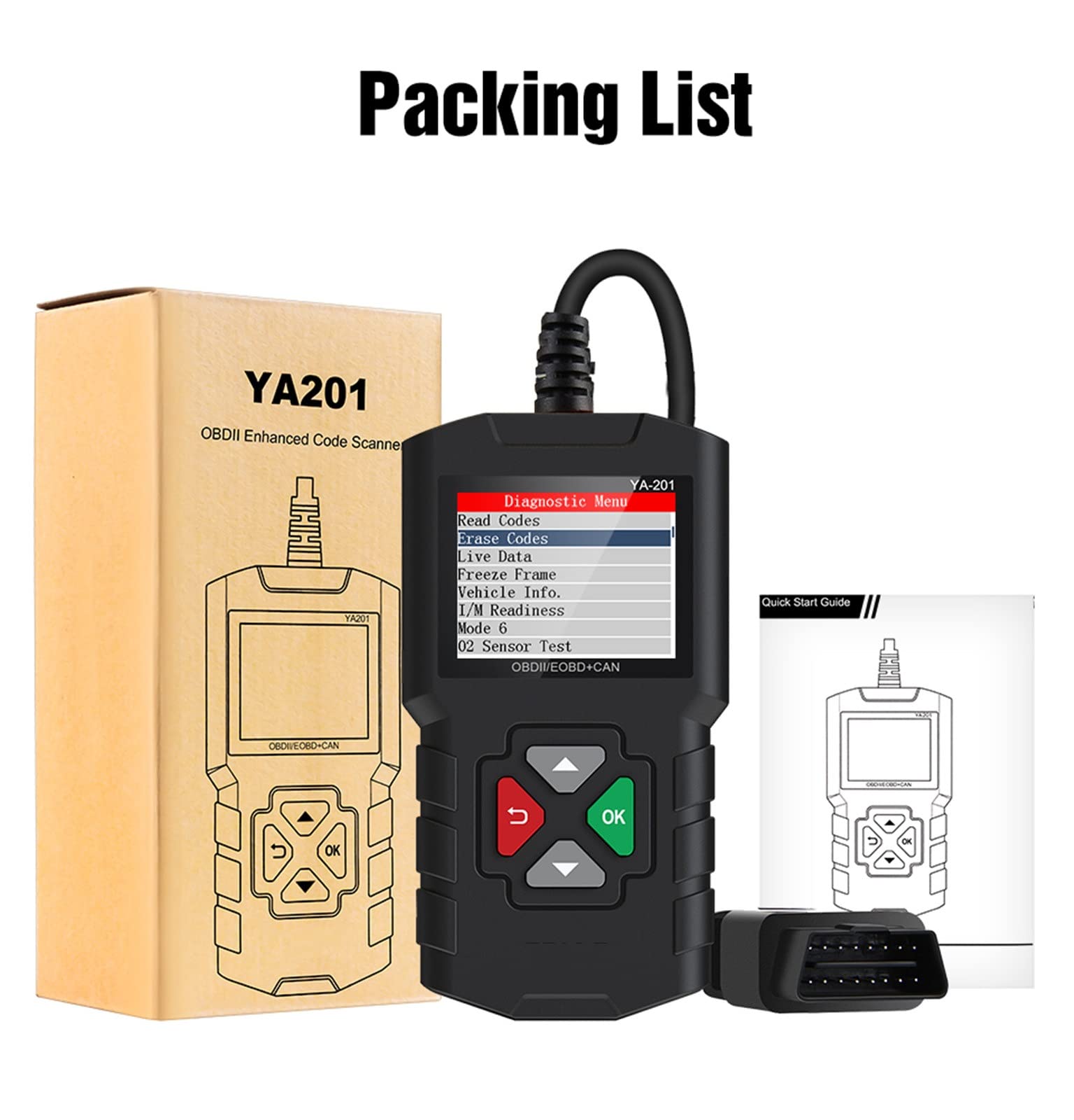 Lecteur De Code OBD2 Scanner Automobile Professionnel Multilingue pour Outils De Diagnostic De Moteur De Voiture YA201