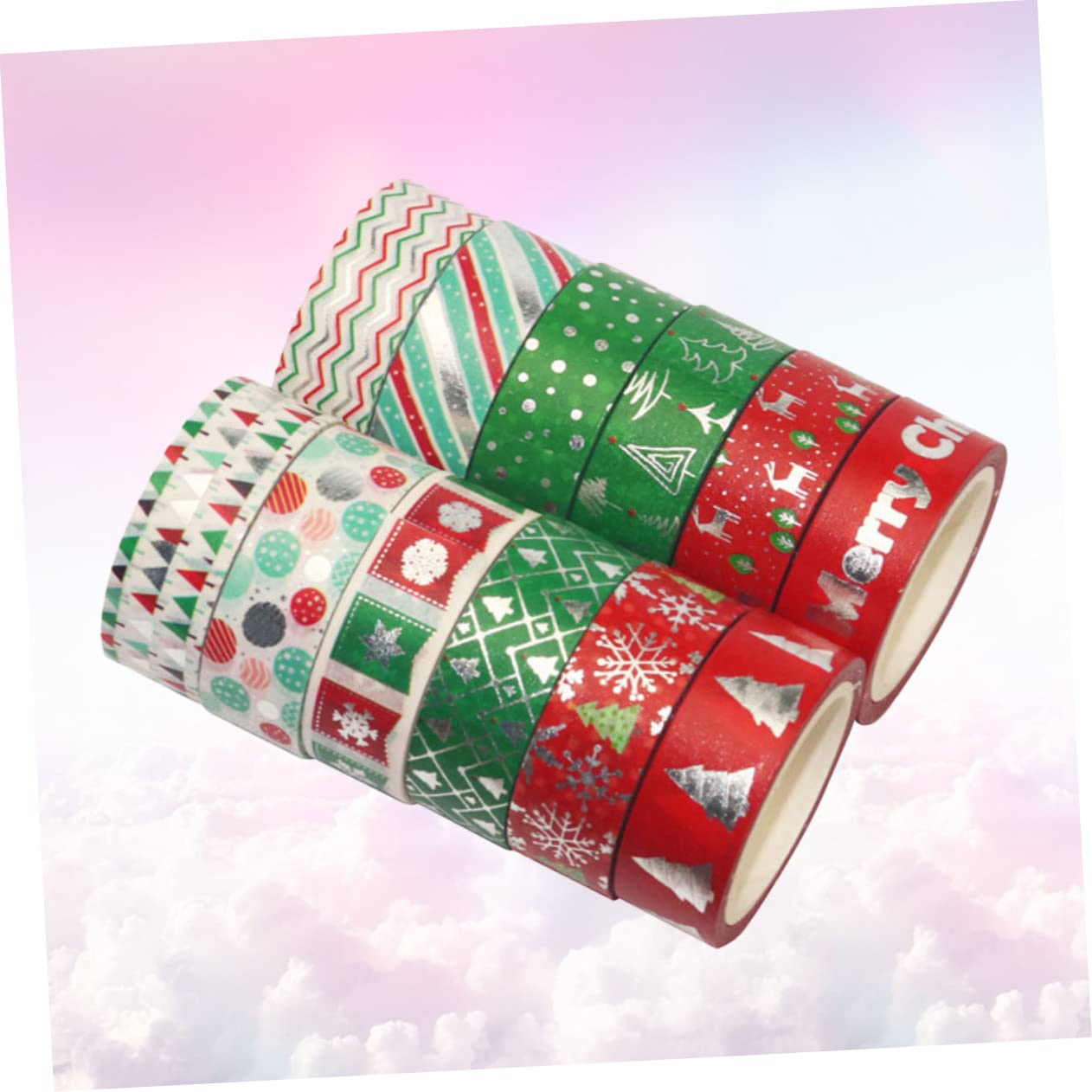 EXCEART 3 Juegos De Cintas Adhesivas De Papel Washi Colección Navideña para Envolver Manualidades Decoración del Hogar Y La Oficina 12 Rollos X 3