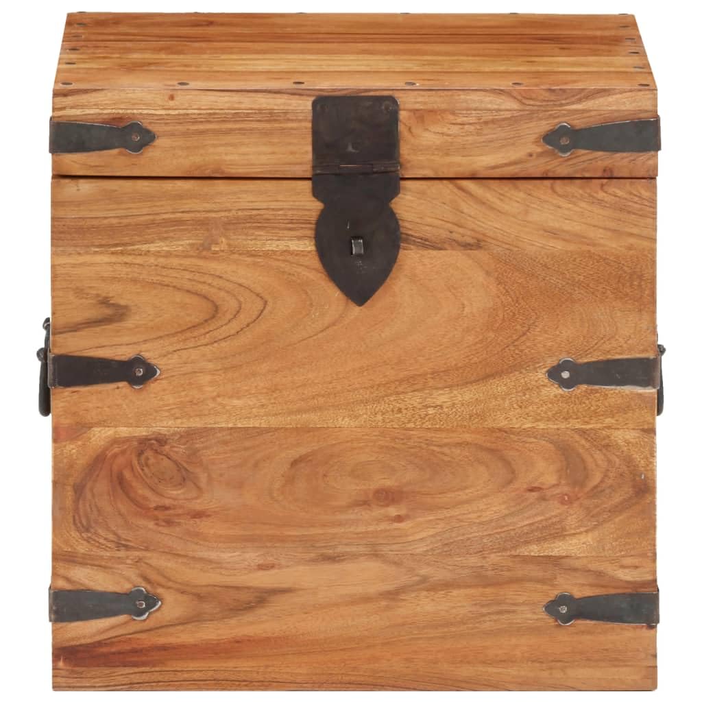 Generisch Aufbewahrungstruhe 40x40x40 cm Massives Akazienholz mit Griffen (Dunkelbraun, 40x40x40 cm)