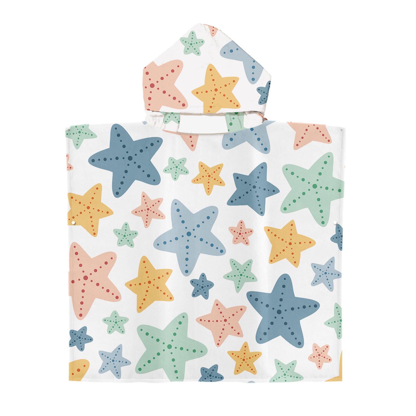 Fansu Toalla de Baño con Capucha para Niños, Toalla Playa Poncho Surf Microfibra Suave Bañera Toalla Absorbente Baño Pareo Piscina para Niñas Niños Infantiles (75 * 65cm,Linda Estrella de mar)