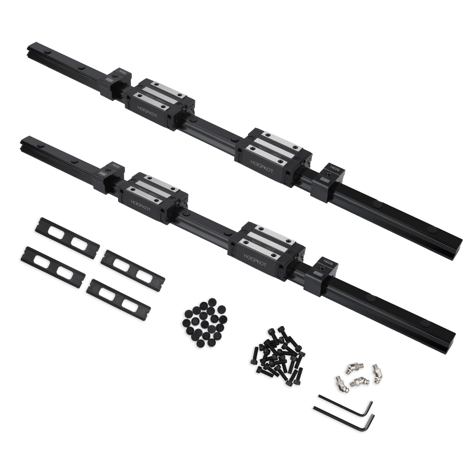 HGR20 Kit de guidage linéaire de 400 mm, 2 rails linéaires de 400 mm et 4 blocs coulissants HGH20CA