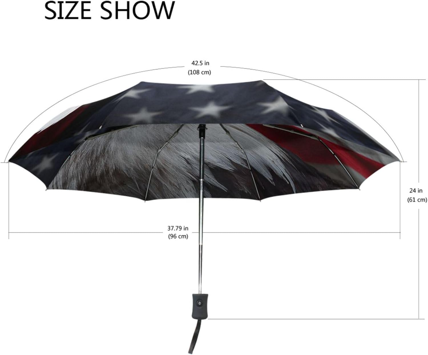 Vdsrup Oyisca Patriotic American Eagle Auto Umbrella USA Flag 4th of July Umbrella Windproof Lightweight Compact Parasol Umbrellas Sun & Rain