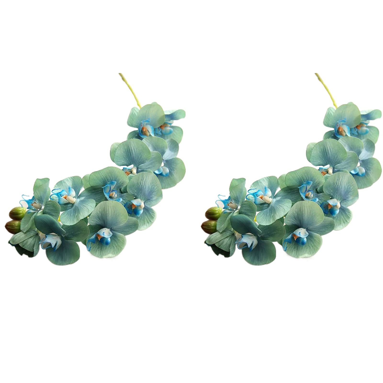 SBJKLYRN Simulated flowers, 2 Pcs 11 Head Glue Phalaenopsis Silk & Plastic Artificial Flower...