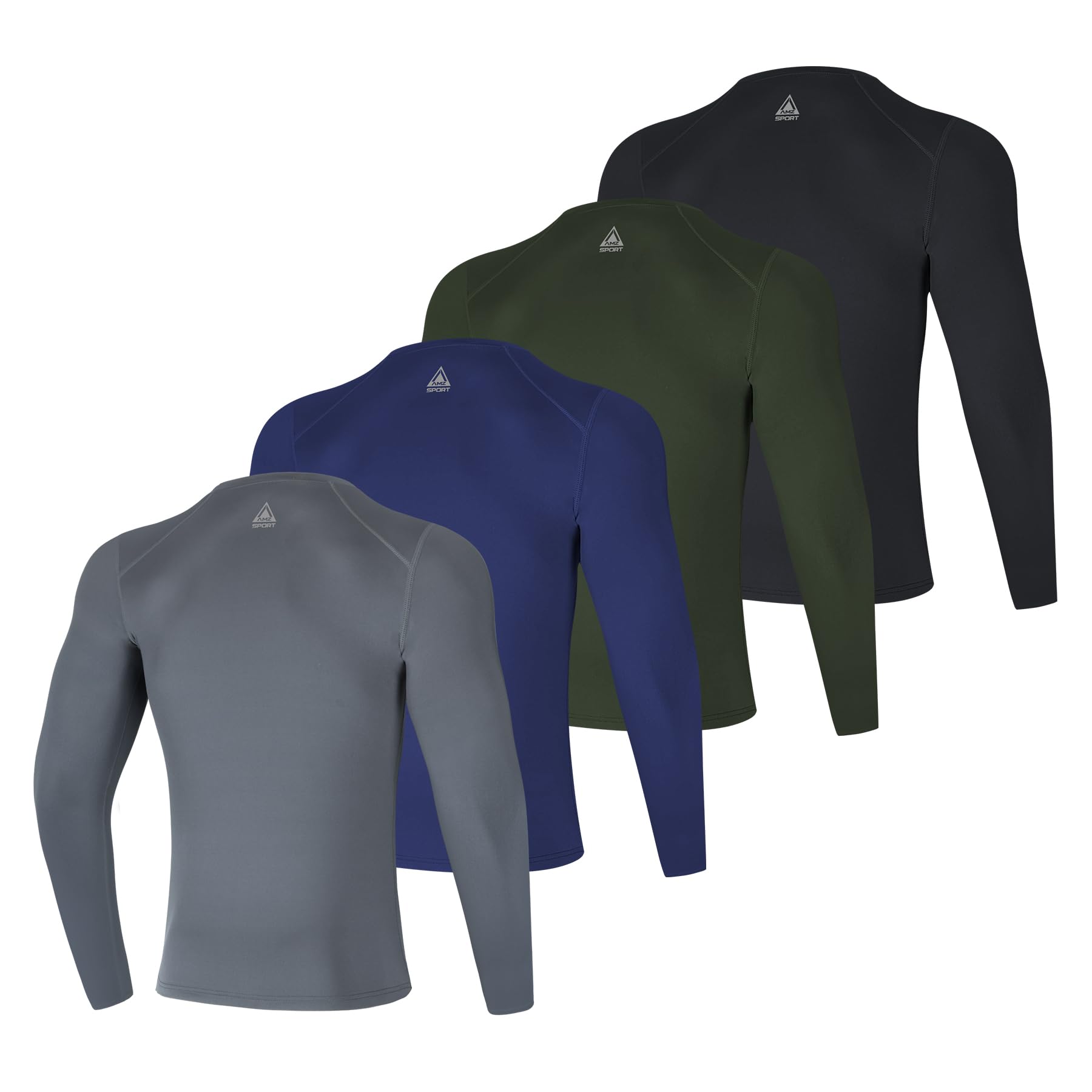 AMZSPORT 2 Pezzi Maglia Compressione Uomo Maglietta Termica Manica Lunga Maglie Sportiva Shirts Traspirante da Asciugatura Rapida Camicia Fitness Palestra