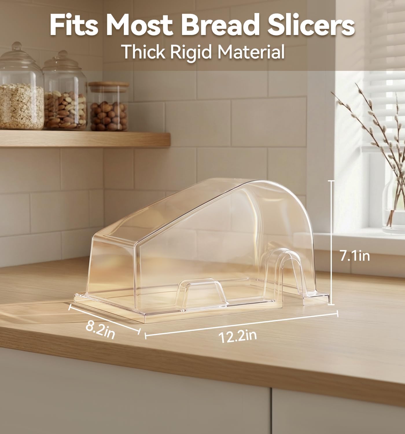 SOWKIPE Bread Slicer Cover, Clear Rigid Dust Shield for Manual Slicers
