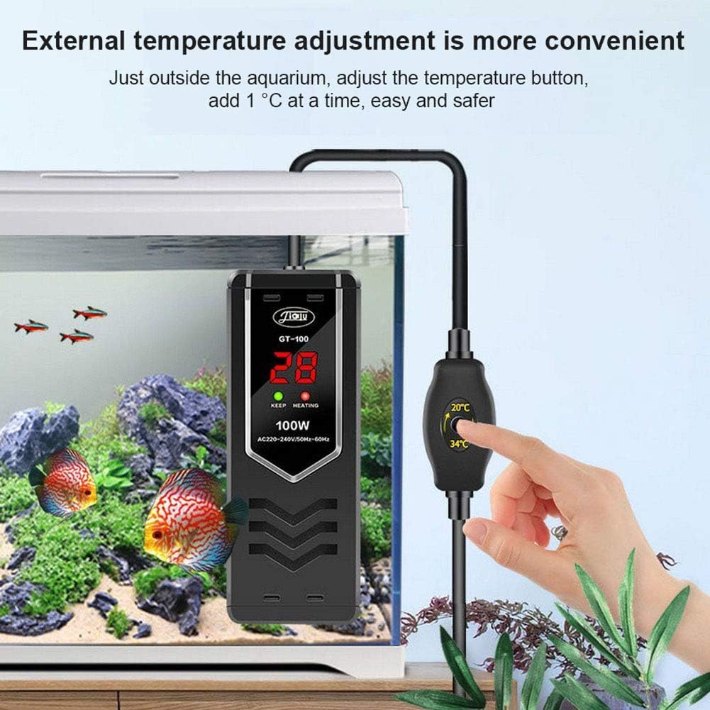 Calentadores De Acuario Led, Varilla Calefactora Sumergible De Aleación De Titanio Fish Tk con Temperatura Ajustable para 50-500l Fish Tks, 100W