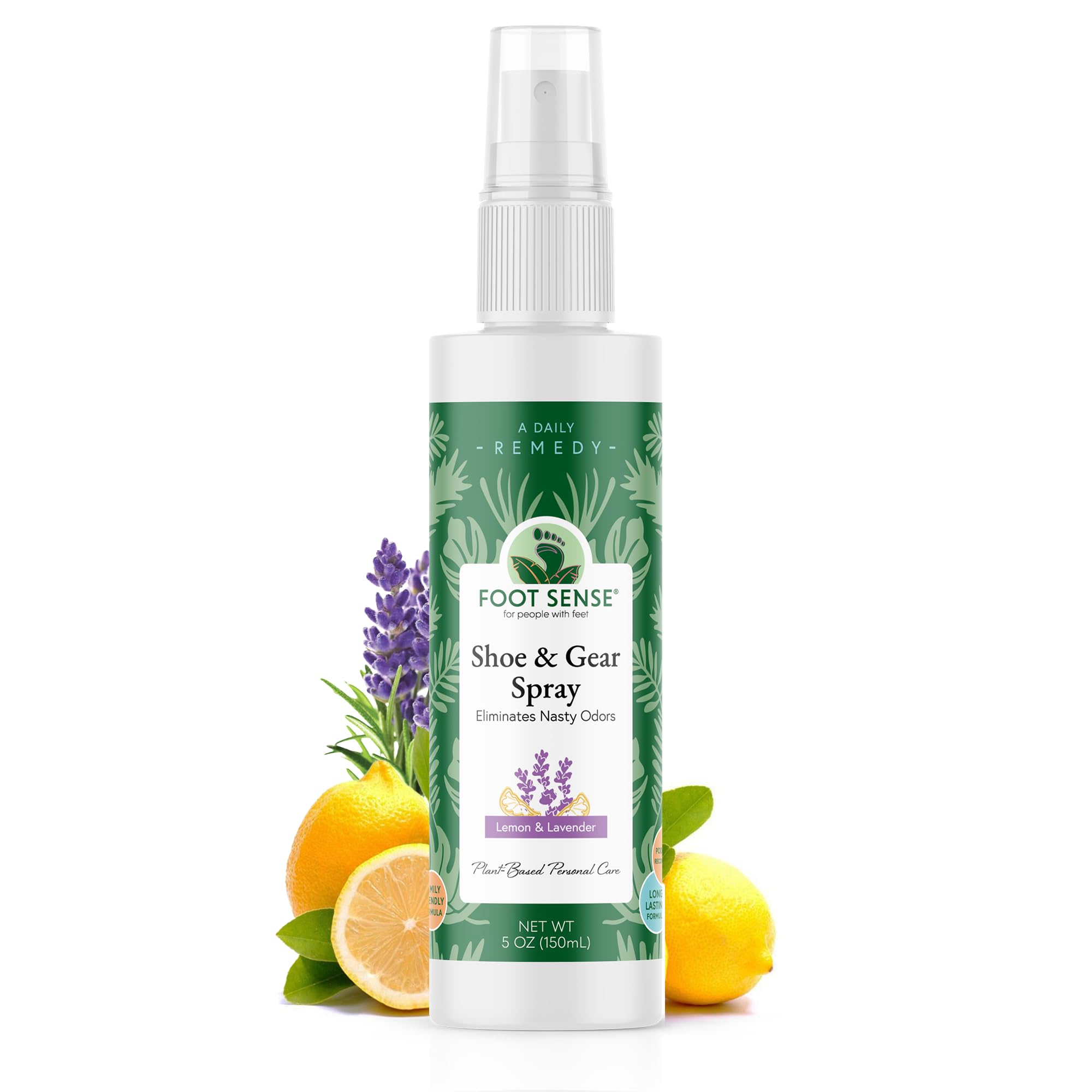 Natural Shoe Deodorizer and Foot Spray – Foot Odor Eliminator for Shoes, Sports Equipment, and Feet – Long-Lasting, Smelly Feet Odor Neutralizer for Adults and Kids – USA-Made by Foot Sense, 5 Oz.