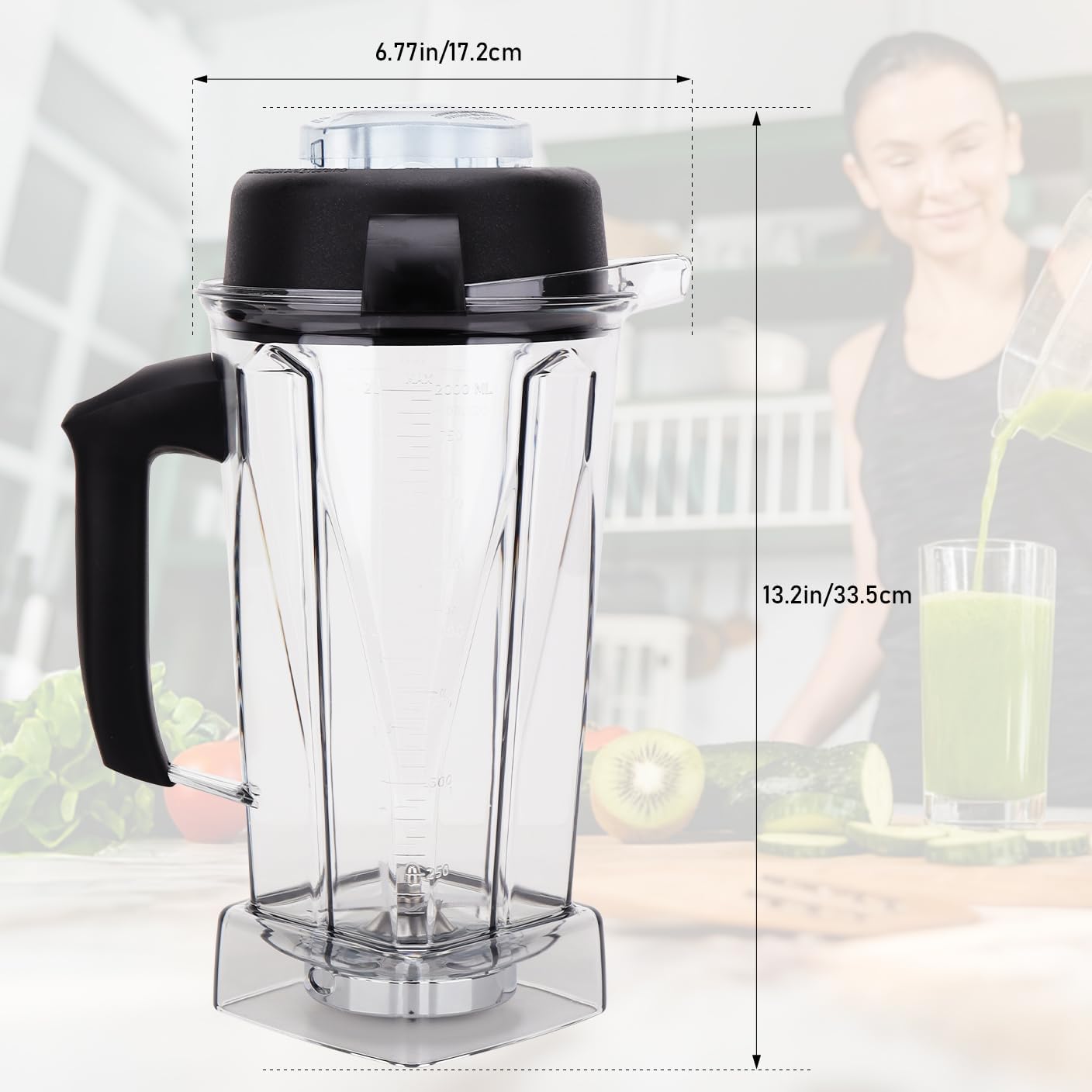 Blender Pitcher 64oz Replacement Compatible with Vitamix 5200 5000 5300 6300 7500 Pro200 750 VM0101 VM0102 VM0103 E310 E320 Commercial Blender Pitcher Cup Parts