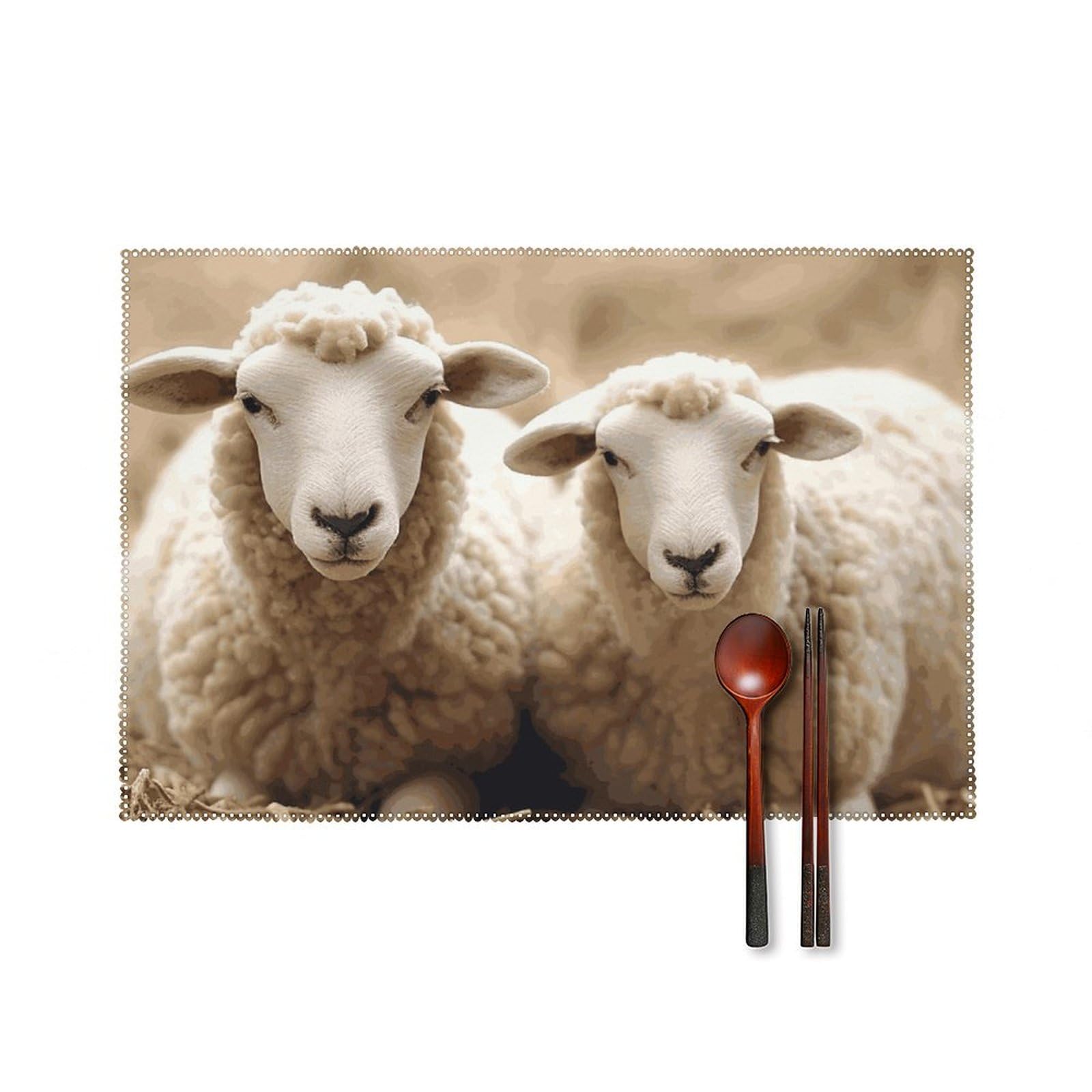 Sets de table en toile lavables anti-chaleur lot de 6 tapis de table mouton
