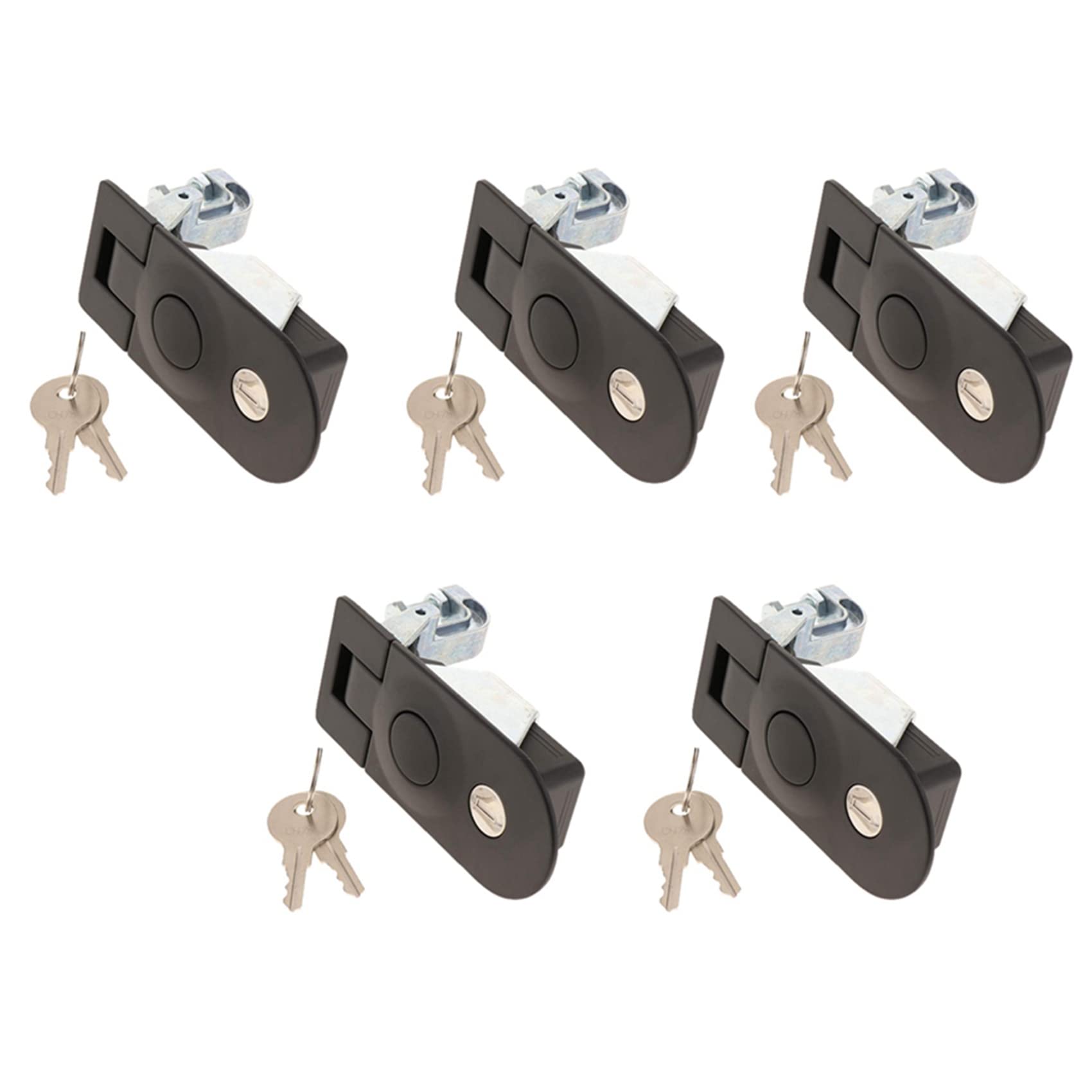 5 x Türschloss, robust, Kompressionsriegel, Hebelschloss für Wohnmobil, Marine