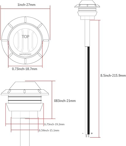 Miniatura 3 de MADCATZ Marcador lateral de 34 pulgadas, mini luz azul redonda, 3 luces LED selladas, señal de liquidación, impermeable, para remolque, camión,