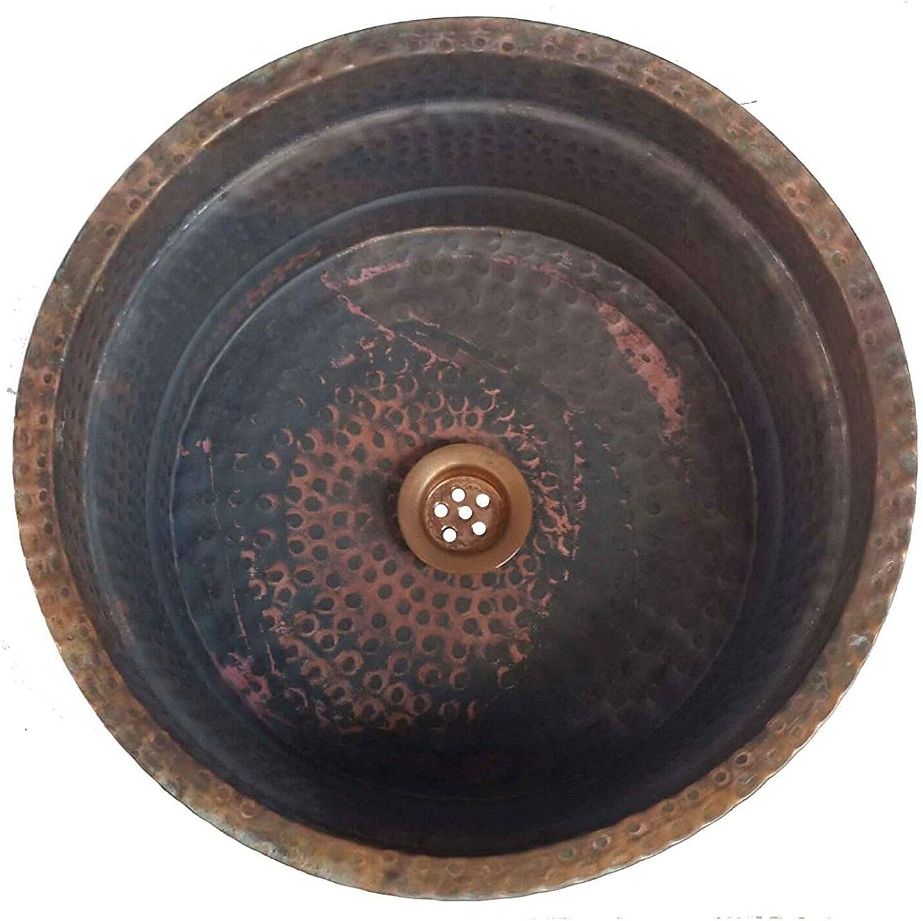 Artistic Pure Copper Bathroom Sink Wash Basin Green Exterior