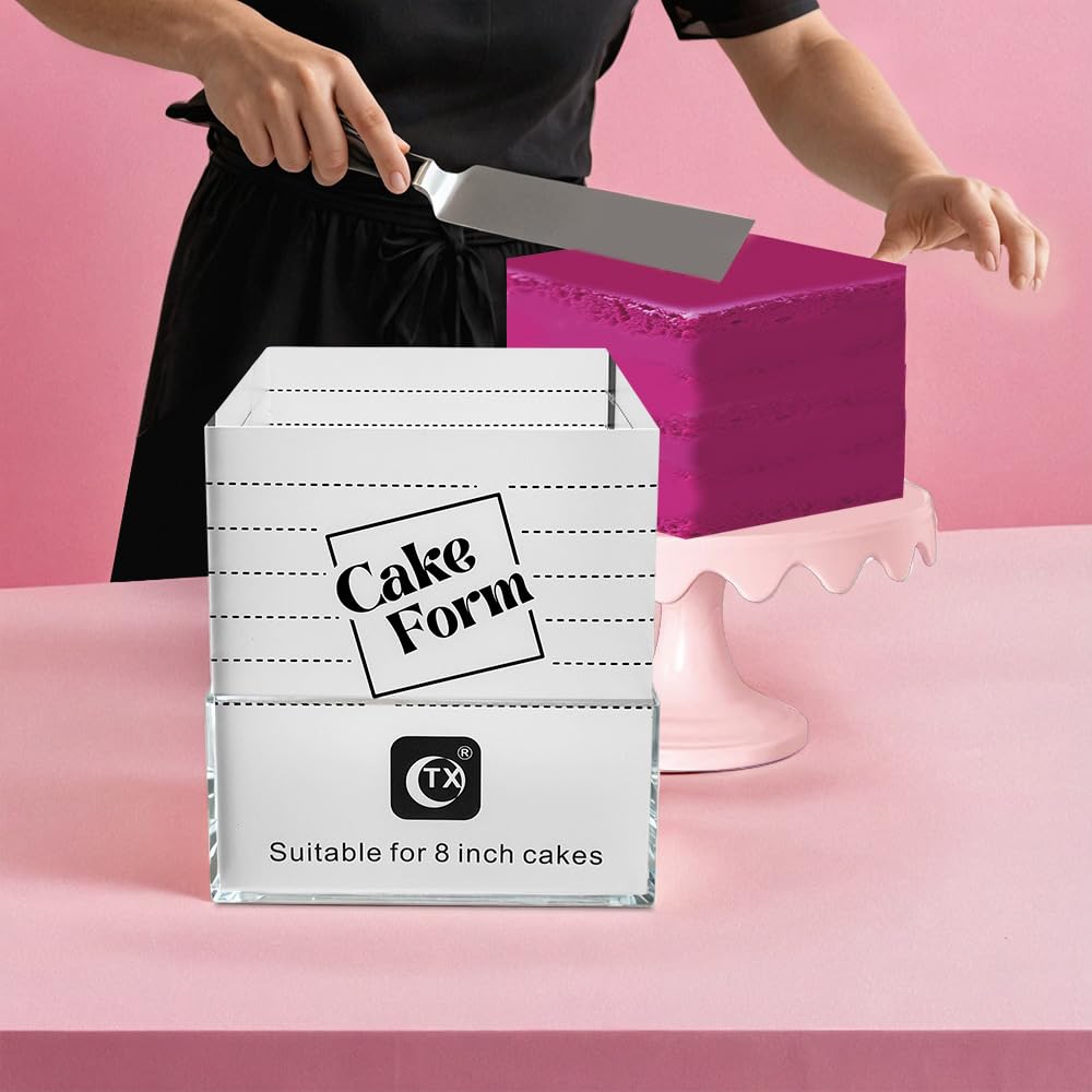 GOUHIDAMAI Acrylic Cake Mold Square Mousse Cake Form Adjustable Cake Ring Bakery