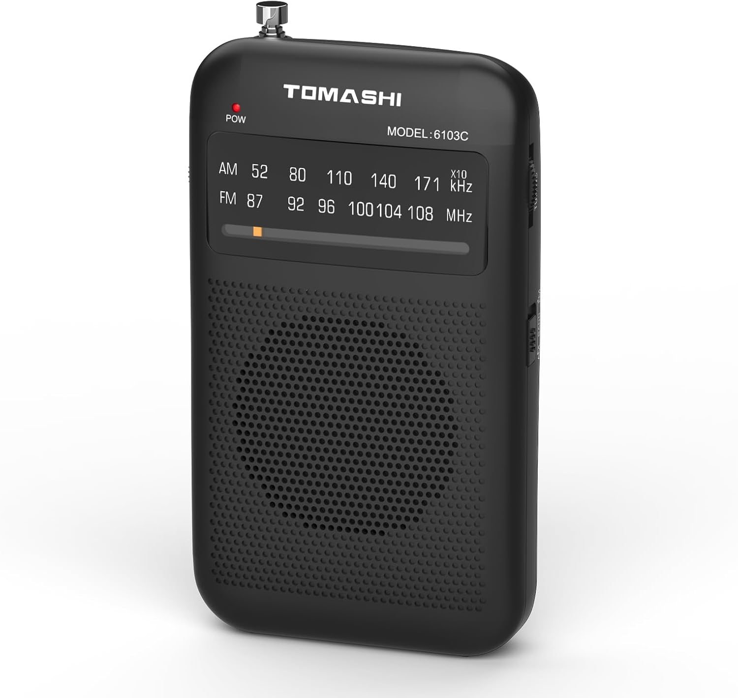 TOMASHI Portable Transistor Radio AM/FM/SW, Telescopic Antenna, Large Tuning Knob, LED Indicator, Battery Operated Small Radio with Earhone Jack, Compact Radio for Seniors, Travel & Emergency Use