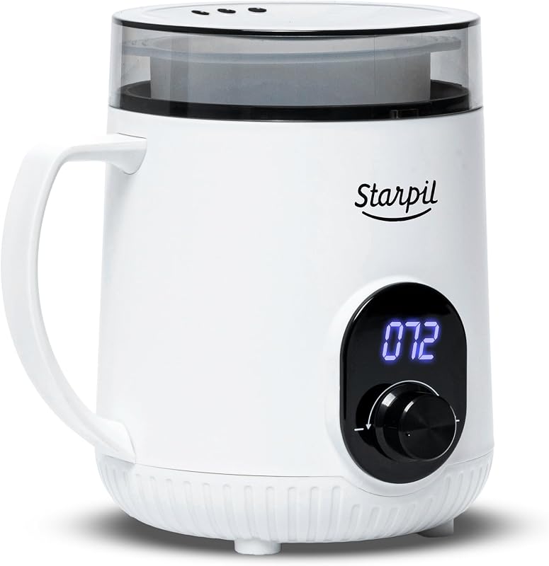 Calentador de cera Starpil - Mini calentador de cera digital para depilación 8,4 oz / 238 g - Lo mejor para cuentas de cera dura - Uso para depilación - Olla de cera de temperatura ajustable para vello facial (blanco)