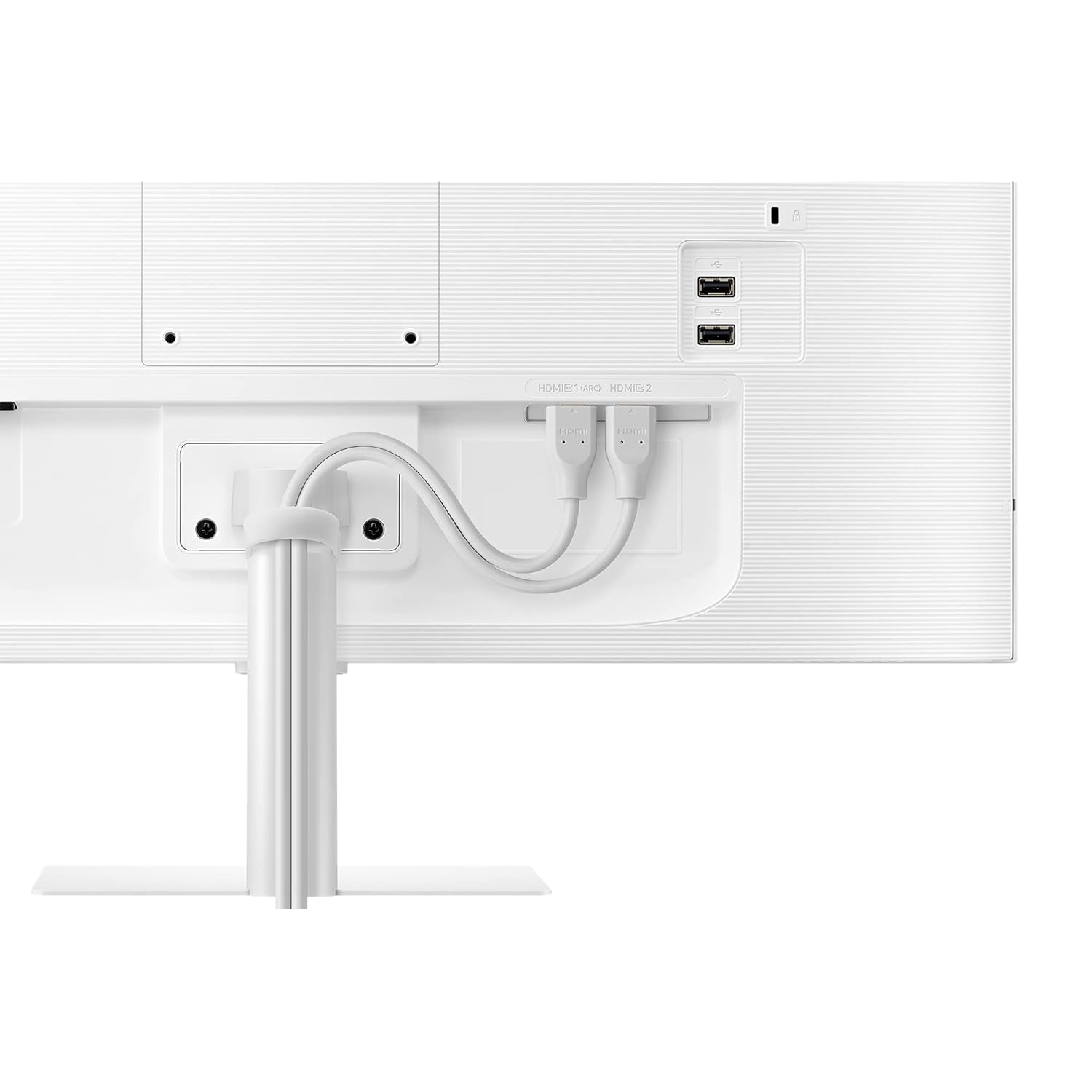Whakamuri view of Samsung Smart Monitor with cables connected