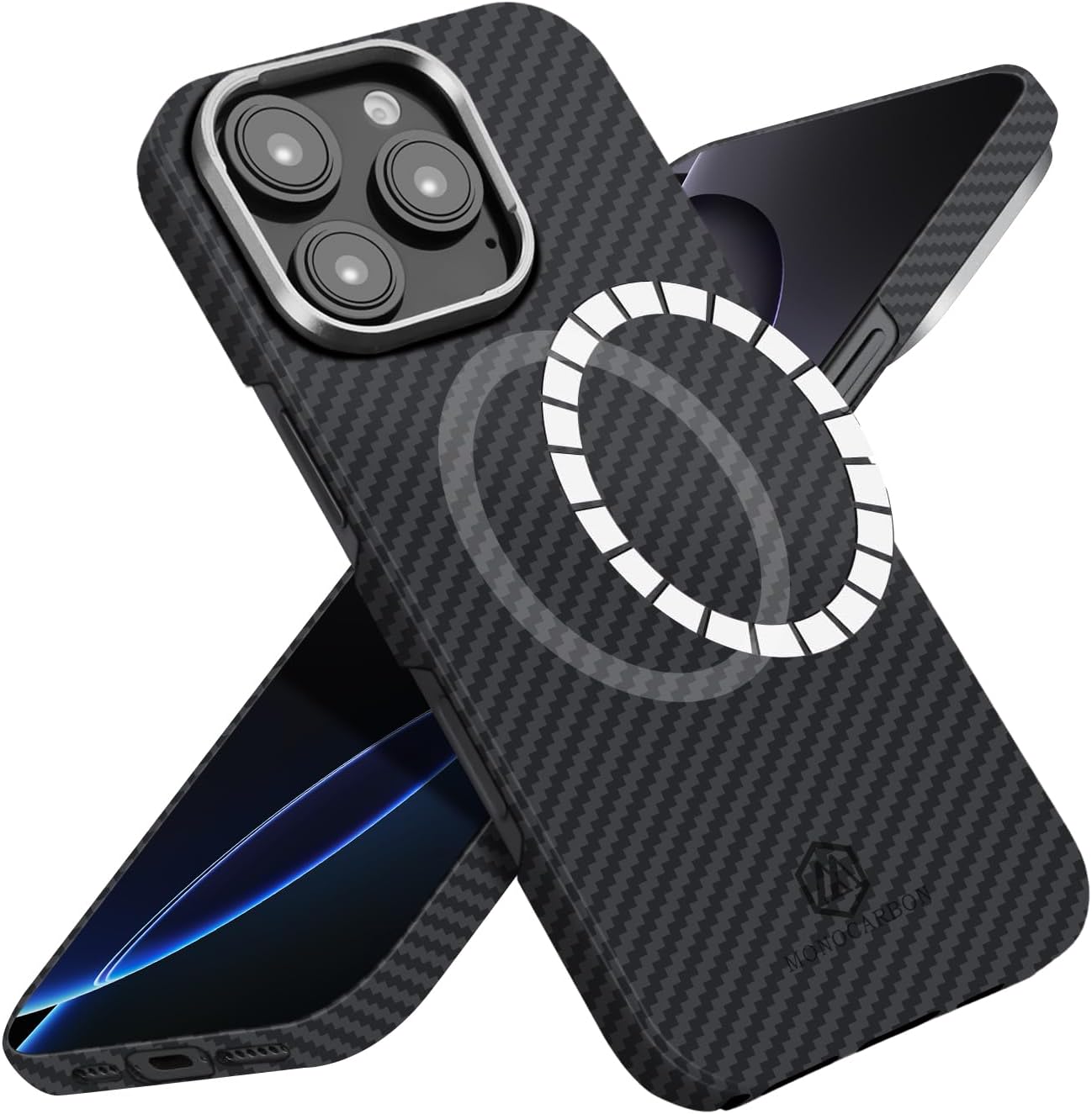 MONOCARBON Real Aramid Fiber [ULTRA SLIM] for iPhone 16 Pro MAX case cover [MagSafe Compatible] Lightweight Anti-Scratch - Matte Black