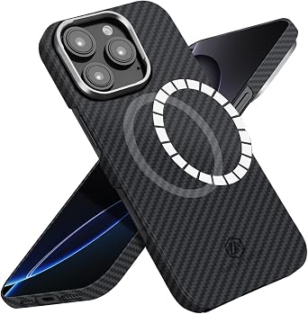 MONOCARBON Real Aramid Fiber Case for iPhone 16 Pro, 0.04"/0.7oz Ultra Thin&Light 6.3in Slim Cover Compatible with MagSafe,Military Grade Hard Case with Camera Protection & Wrapped Edge