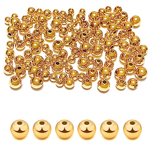 MAPOIEU 260pcs 18K Gold Filled Spacer Round Beads,Seamless Smooth Metal Round Beads,Gold Filled Solid Brass Beads for DIY Bracelet Necklace Earring Jewelry Making (3MM) by MAPOIEU - Used condition - US$10.72