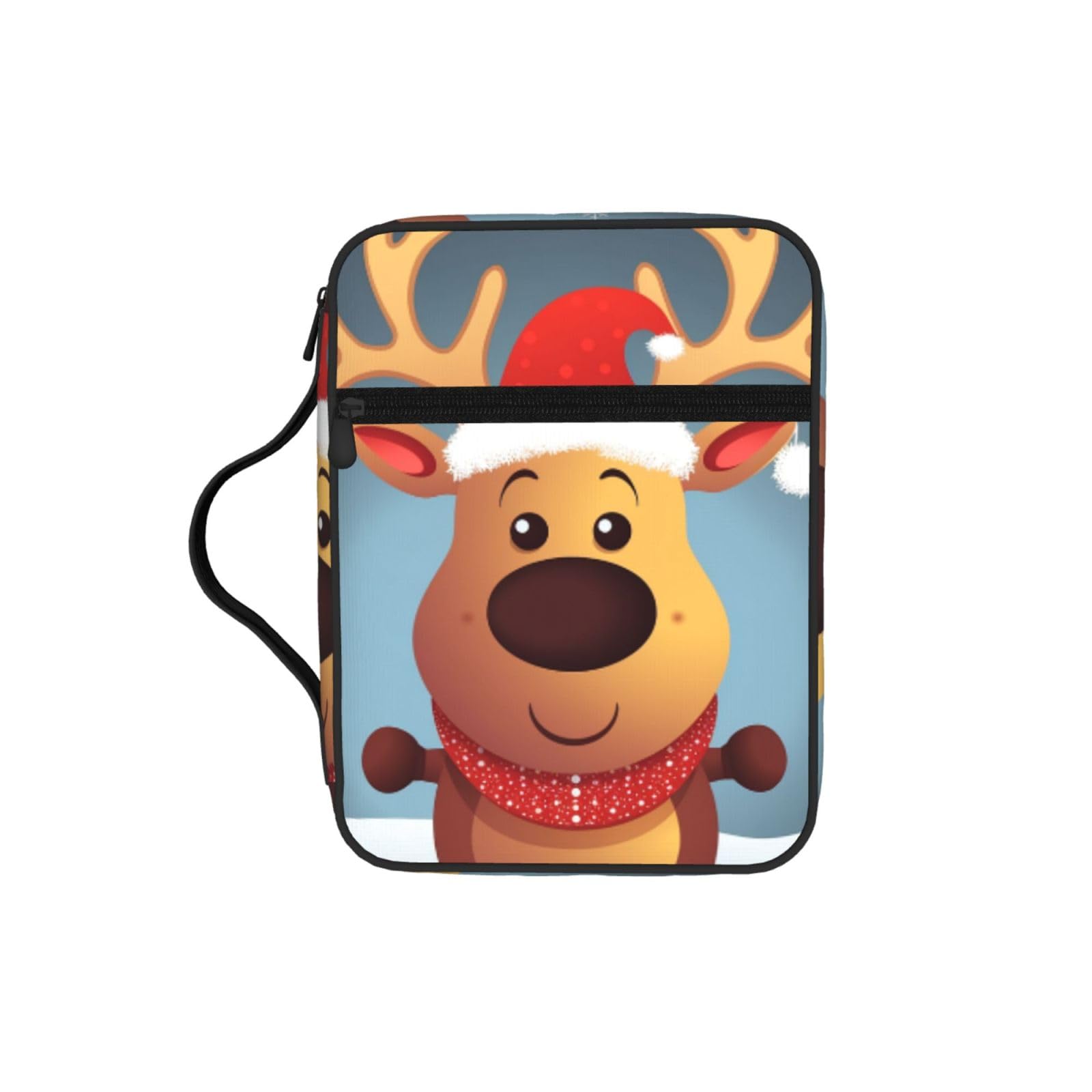 Cute Xmas Reindeer Bible Cover Case Waterproof Bible Bag With Handle Organizer Storage Book Cover For Bible Study