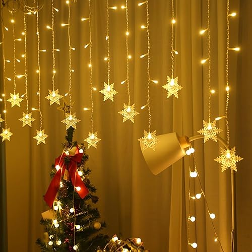 Lainin 12ft/3.5M 96LED Snowflake Curtain Light USB Powered String Light