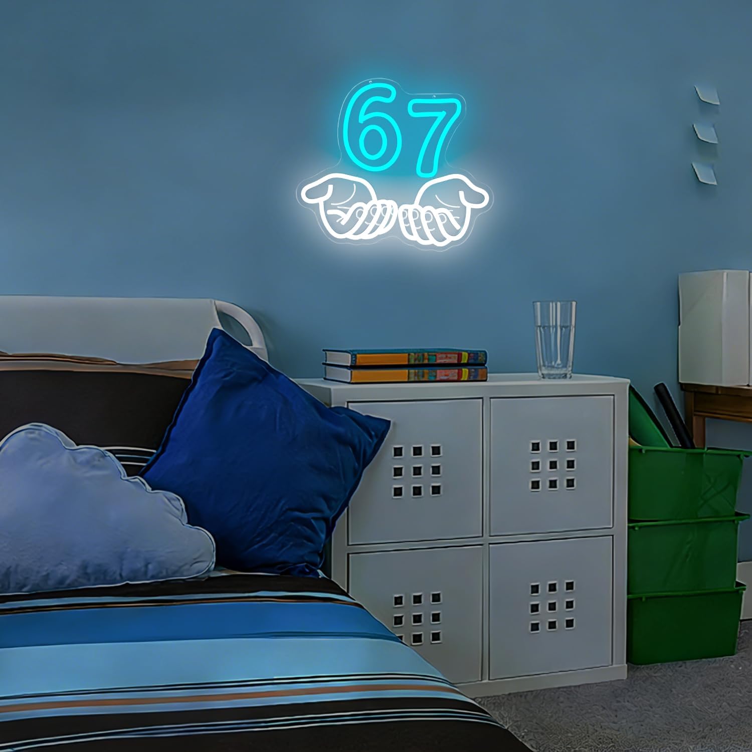 Six Seven Neon Sign for Wall Decor Hand 67 LED Sign Dimmable Funny MEME Light Up Sign for Bedroom Game Room Hand Six Seven 6 7 Trendy Neon Lights for Boys Girls Gifts for Party Neon Wall Decor