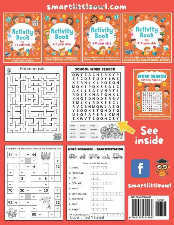 Activity Book For 8-9 Year Olds: Mazes, Word Searches, Crosswords, Word Scrambles, Number Puzzles, Find the Differences, and Many More! image 3
