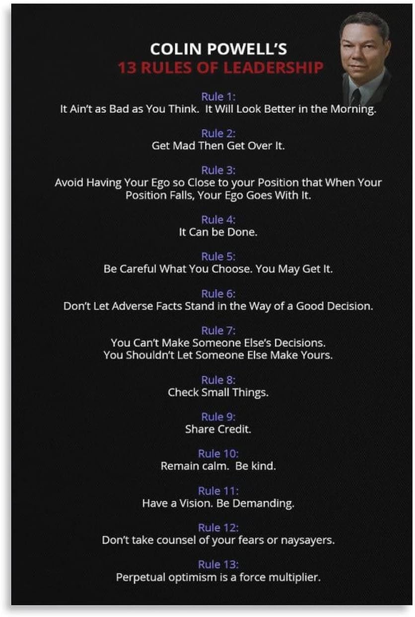 Amazon.com: QINGYUAN COLIN POWELLS 13 RULES OF LEADERSHIP Motivational ...