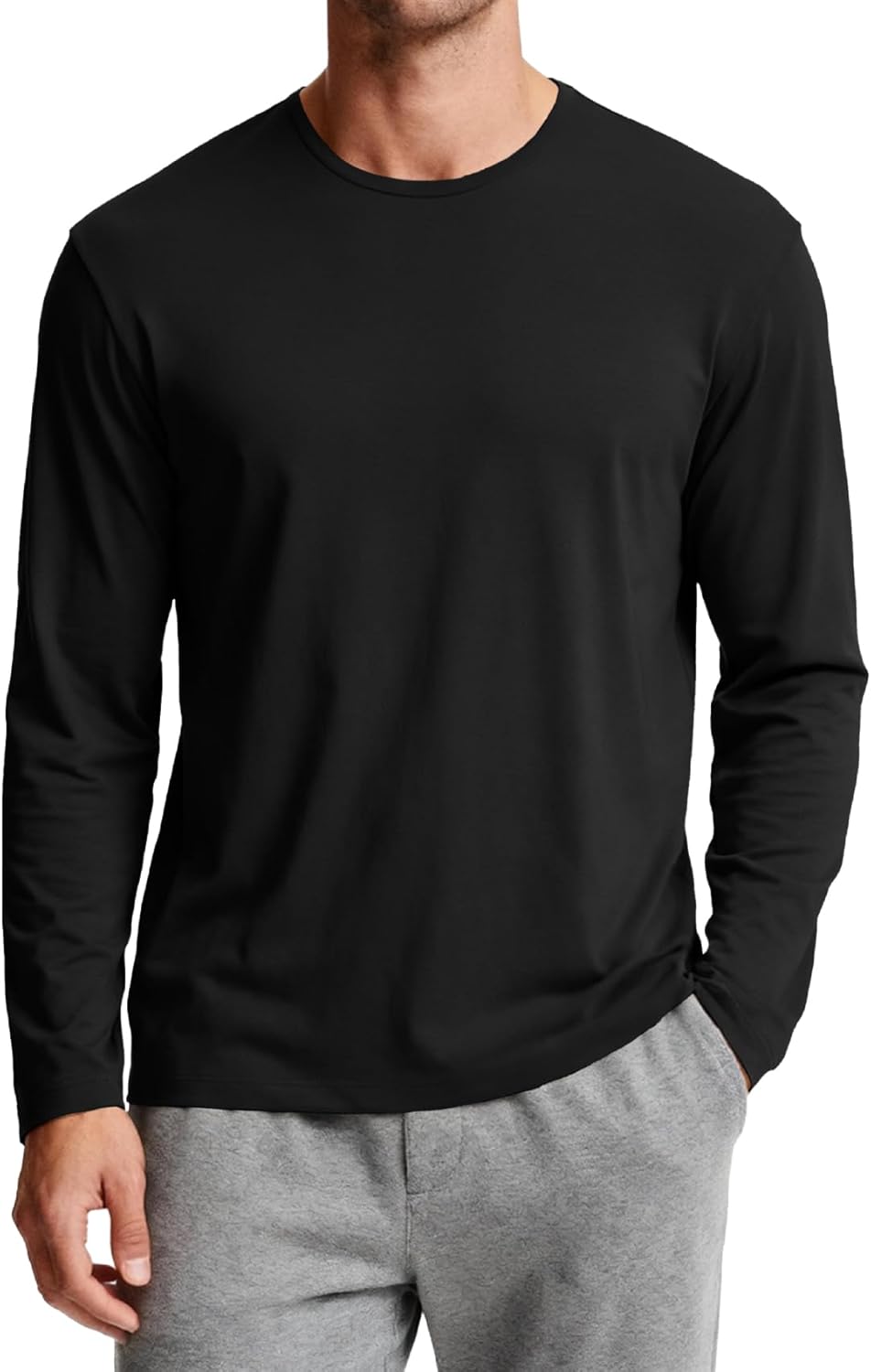 Mens Thermal Long Sleeve Shirt Basic Undershirt Lightweight Pullover Base Layer Underwear Tops