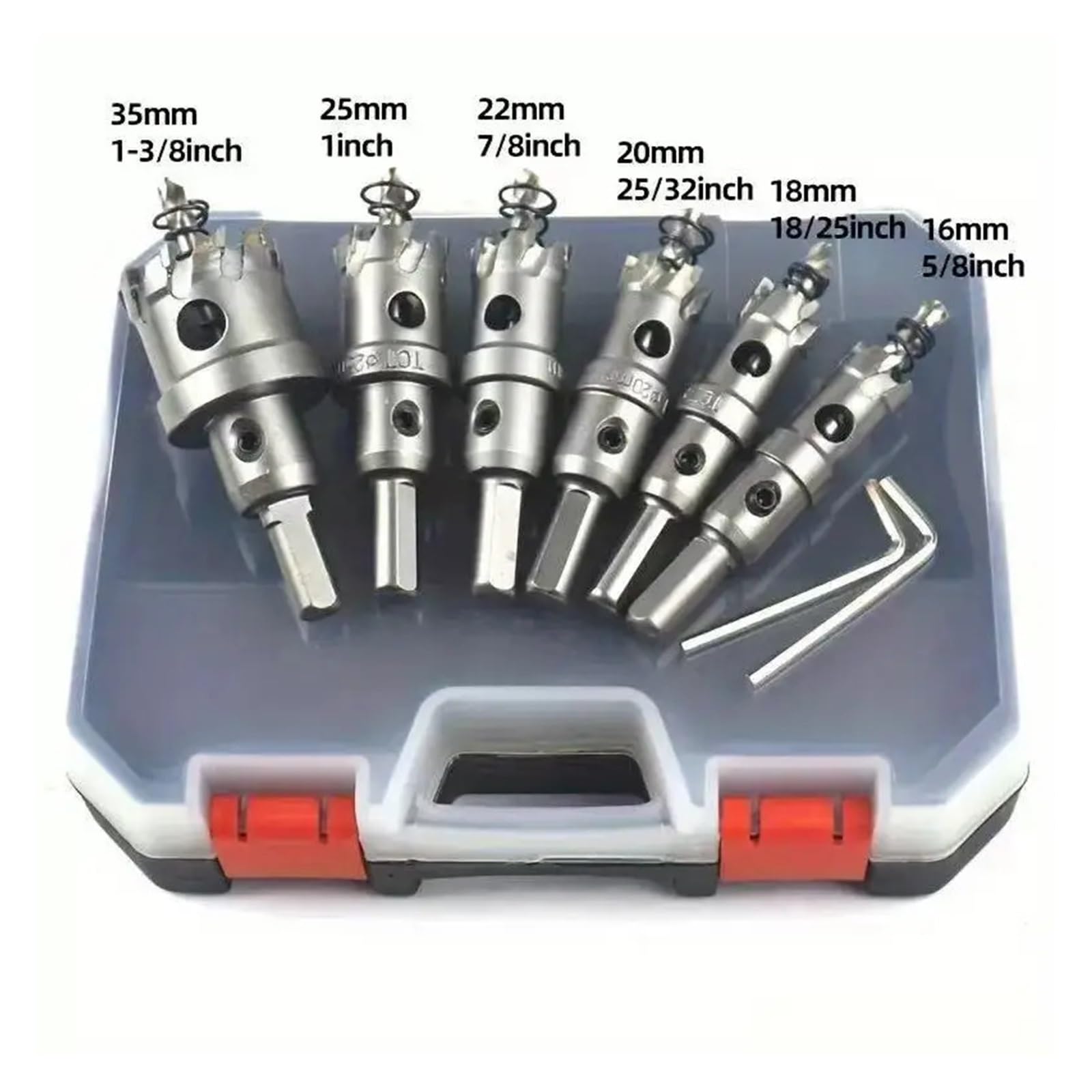 Juego de 8 brocas de corona de 16-35 mm for acero inoxidable con punta de carburo de tungsteno y brocas for aleaciones metálicas de hierro.