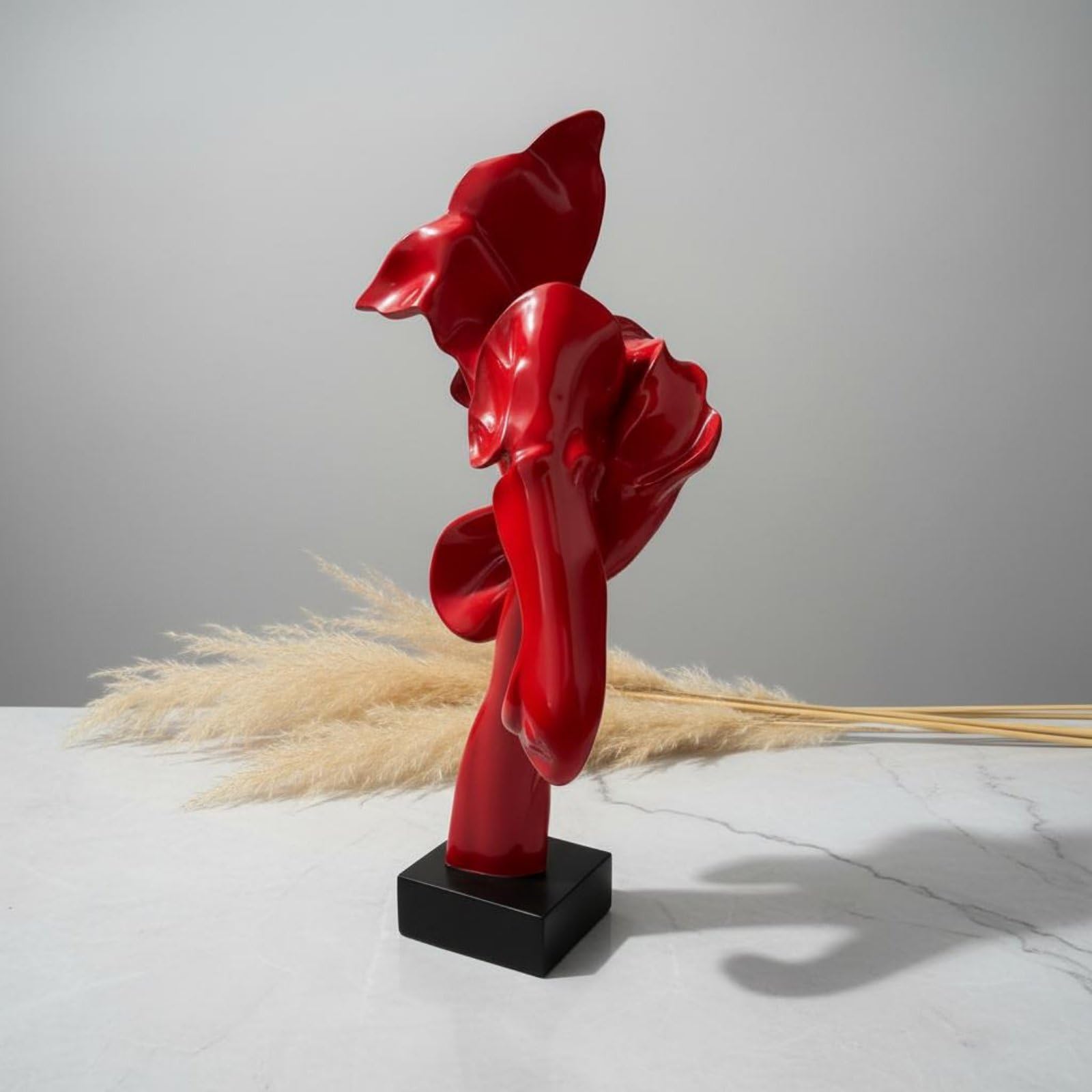 Baoblaze Escultura Arte Escultura Moderna Figura Ornamento Geométrico Estatuilla en Resina con Estructura Equilibrada y Acabado Suave Adecuada para Mostradores, Rojo