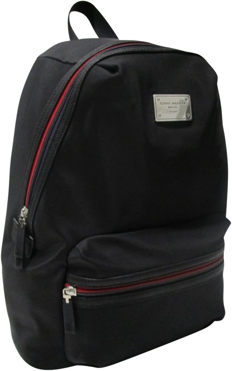Tommy Hilfiger Nylon Backpack (Black with Navy/Red Zipper)