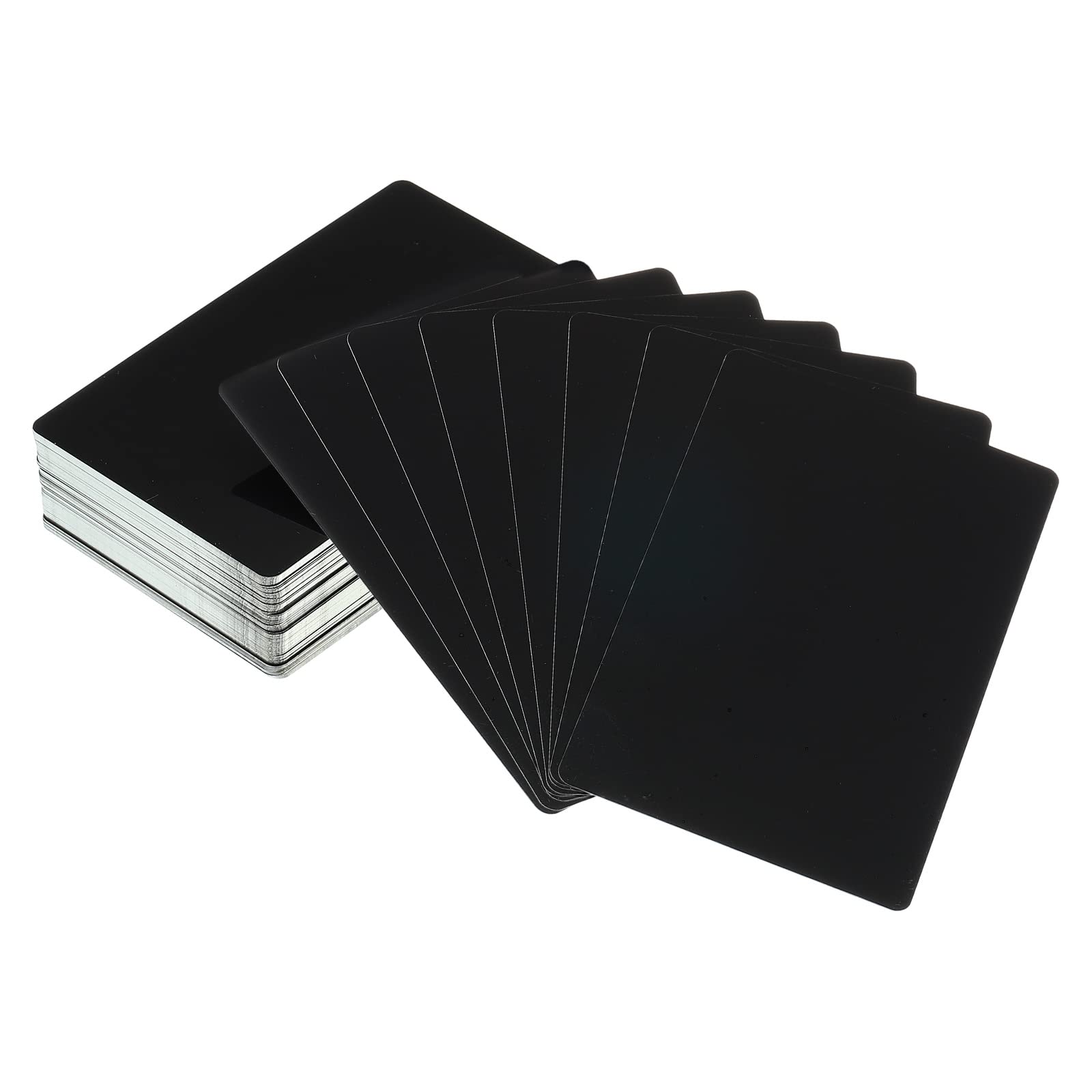 PATIKIL 100 Pack Metal Business Cards Blank, 0.21mm Thick 3.4x2.1 Inch Aluminum Laser Engrave Printable Name Card for Custom DIY, Black